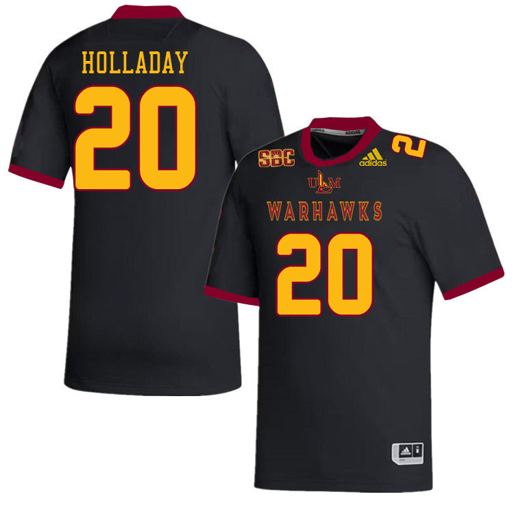 #20 John Wallace Holladay Louisiana-Monroe Warhawks College Football Jerseys Stitched-Black